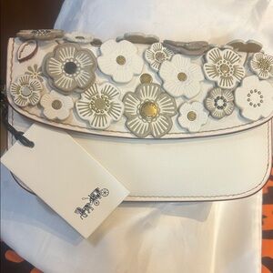 Coach White and Tan Floral Clutch